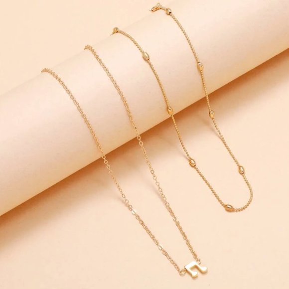 NEW Music Chain Necklaces 2 Pieces Gold Color - Picture 3 of 3